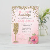 Brunch en Bubble Vrijgezellenfeest Glitter Invitat Kaart (Staand voorkant)