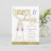 Brunch en Bubble Vrijgezellenfeest Invite, Faux Go Kaart (Staand voorkant)
