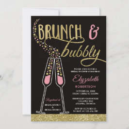 Brunch en Bubble Vrijgezellenfeest Invite, Faux Go Kaart