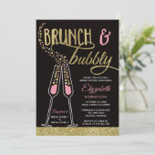 Brunch en Bubble Vrijgezellenfeest Invite, Faux Go Kaart (Staand voorkant)