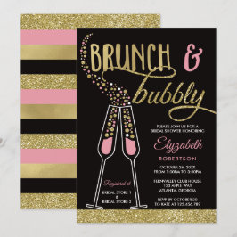 Brunch en Bubble Vrijgezellenfeest Invite, Faux Go Kaart