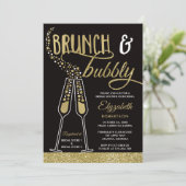 Brunch en Bubble Vrijgezellenfeest Invite, Faux Go Kaart (Staand voorkant)