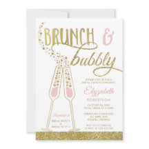 Brunch en Bubble Vrijgezellenfeest Invite, Faux Go