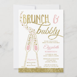 Brunch en Bubble Vrijgezellenfeest Invite, Faux Go Kaart