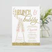 Brunch en Bubble Vrijgezellenfeest Invite, Faux Go Kaart (Staand voorkant)