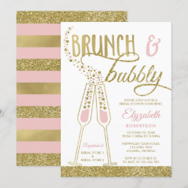 Brunch en Bubble Vrijgezellenfeest Invite, Faux Go Kaart