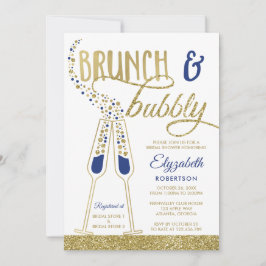 Brunch en Bubble Vrijgezellenfeest Invite, Faux Go Kaart