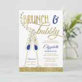 Brunch en Bubble Vrijgezellenfeest Invite, Faux Go Kaart (Staand voorkant)