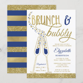 Brunch en Bubble Vrijgezellenfeest Invite, Faux Go Kaart