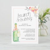 Brunch en Bubble Vrijgezellenfeest Kaart (Staand voorkant)