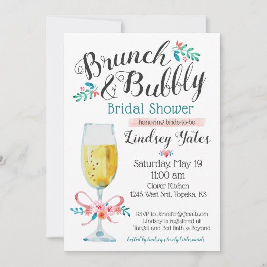 Brunch en Bubble Vrijgezellenfeest Kaart (Voorkant)
