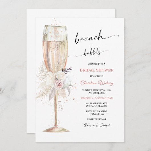 Brunch en Bubble Vrijgezellenfeest Kaart (Voorkant / Achterkant)