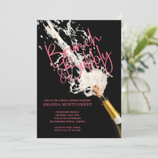 Brunch en Bubble Vrijgezellenfeest Kaart (Staand voorkant)