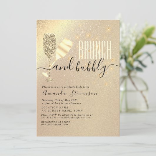 Brunch en Bubble Vrijgezellenfeest Kaart (Staand voorkant)