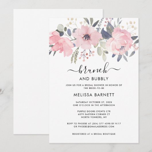 Brunch en Bubble Vrijgezellenfeest Kaart (Voorkant / Achterkant)