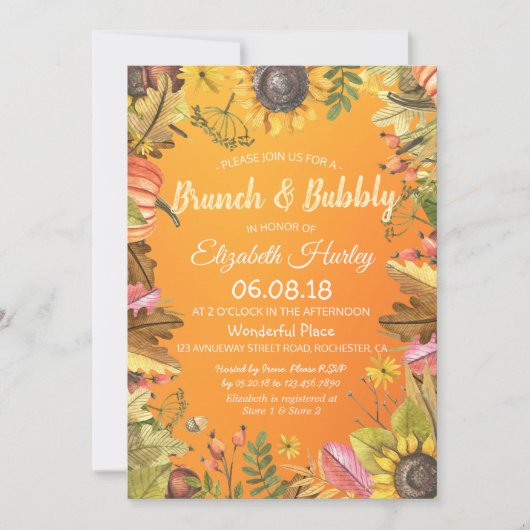 Brunch en Bubble Vrijgezellenfeest Maple Leaves Pu Kaart (Voorkant)