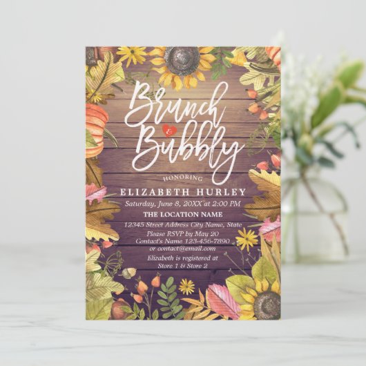 Brunch en Bubble Vrijgezellenfeest Maple Leaves Pu Kaart (Staand voorkant)