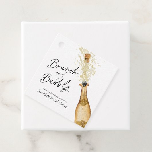 Brunch en Bubble Vrijgezellenfeest Square Bedankjes Labels (In situ)
