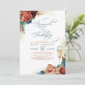 Brunch en Bubble Vrijgezellenfeest Terracotta Blau Kaart (Staand voorkant)