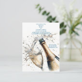 Brunch en Bubble Vrijgezellenfeest Uitnodiging Briefkaart (Staand voorkant)