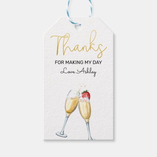 Brunch en Bubbly Aardbei & Champagne Dank u Cadeaulabel (Voorkant)