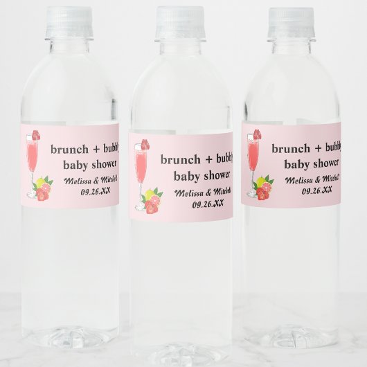 Brunch en Bubbly Baby shower mimosa Waterfles Etiket