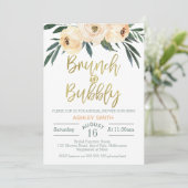 Brunch en bubbly bloemenbruids douche uitnodiging (Staand voorkant)