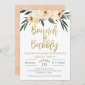 Brunch en bubbly bloemenbruids douche uitnodiging (Voorkant / Achterkant)