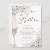 Brunch en Bubbly Blue Boho Pampas Vrijgezellenfees Kaart (Voorkant)