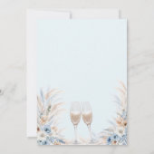 Brunch en Bubbly Blue Boho Pampas Vrijgezellenfees Kaart (Achterkant)