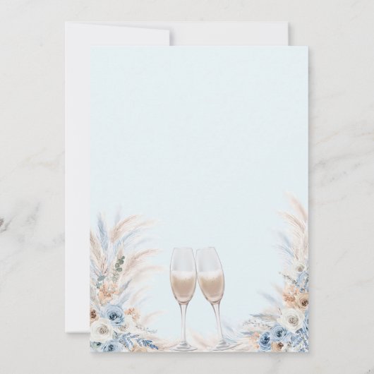 Brunch en Bubbly Blue Boho Pampas Vrijgezellenfees Kaart (Achterkant)