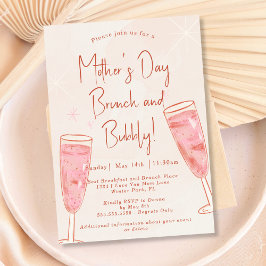 Brunch en Bubbly Blush Roze Moederdag Brunch Kaart