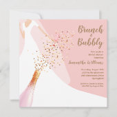 Brunch en Bubbly Blush Roze Vrijgezellenfeest Kaart (Voorkant)