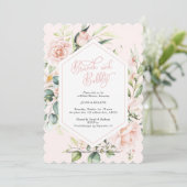 Brunch en bubbly blush waterverf floral kaart (Staand voorkant)