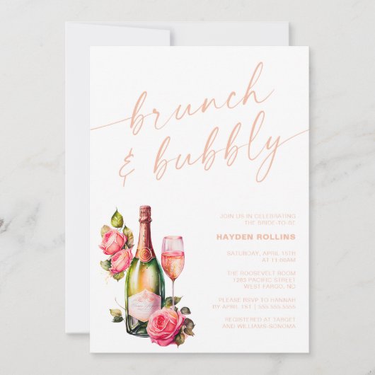 Brunch en Bubbly Bridal Brunch Vrijgezellenfeest Kaart (Voorkant)