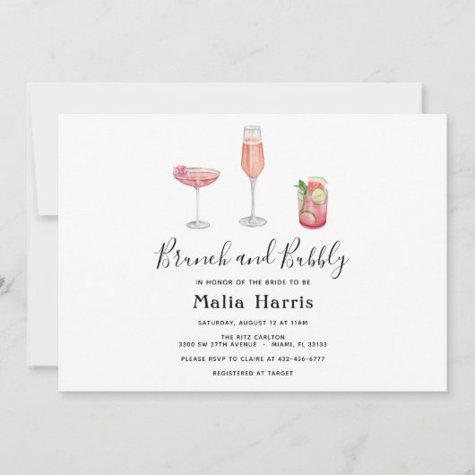 Brunch en Bubbly Bridal Shower uitnodiging (Voorkant)