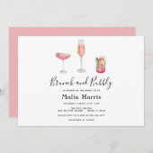 Brunch en Bubbly Bridal Shower uitnodiging (Voorkant / Achterkant)