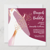 Brunch en Bubbly Bride op Cranberry Vrijgezellenfe Kaart (Voorkant)