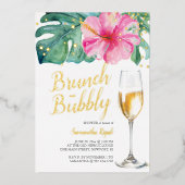 Brunch en Bubbly Bruids Douche Uitnodigingen Roze (Voorkant)