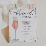 Brunch en Bubbly Champagne bruiloft brunch Kaart<br><div class="desc">Post Bruiloft Brunch uitnodiging met een waterverf fluit van roze champagne en een cascade van waterverf groen en blozen florals. Pas aan met uw informatie voor de pasgetrouwden. Klik op "klik om verder aan te passen" om de lettertypestijl,  -grootte of -kleur te wijzigen.</div>