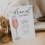 Brunch en Bubbly Champagne bruiloft brunch Kaart<br><div class="desc">Post Bruiloft Brunch uitnodiging met een waterverf fluit van roze champagne. Pas aan met uw informatie voor de pasgetrouwden. Klik op "klik om verder aan te passen" om de lettertypestijl,  -grootte of -kleur te wijzigen.</div>