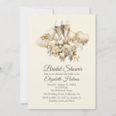 Brunch en Bubbly Champagne Flowers Vrijgezellenfee Kaart (Voorkant)