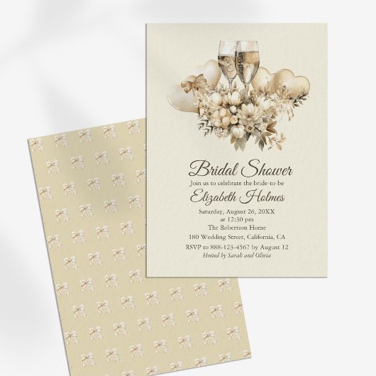 Brunch en Bubbly Champagne Flowers Vrijgezellenfee Kaart