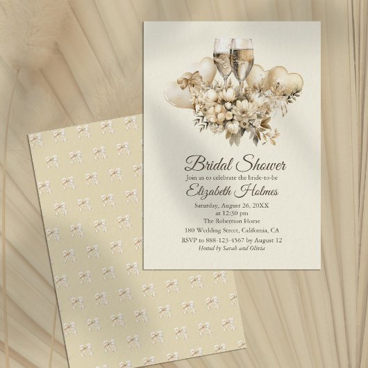 Brunch en Bubbly Champagne Flowers Vrijgezellenfee Kaart