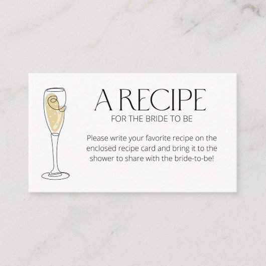 Brunch en Bubbly Champagne Recept voor de bruid Informatiekaartje (Voorkant)