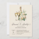 Brunch en Bubbly Champagne Rozen Vrijgezellenfeest Kaart (Voorkant)