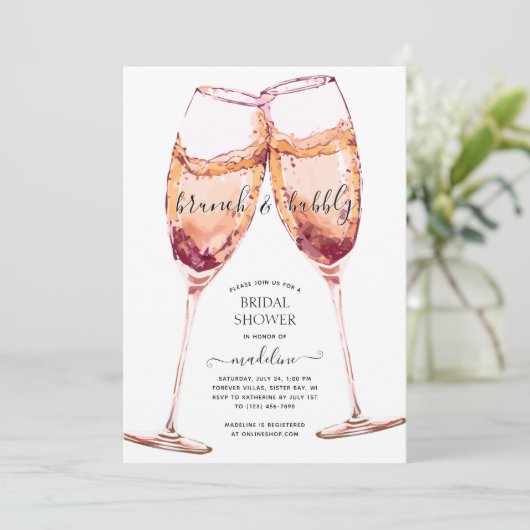 Brunch en Bubbly Champagne Toast Vrijgezellenfeest Kaart (Staand voorkant)