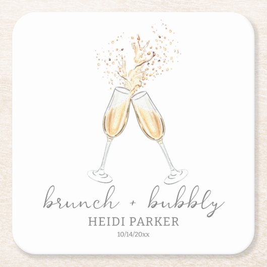 Brunch en Bubbly Champagne Toast Vrijgezellenfeest Kartonnen Onderzetters (Voorkant)