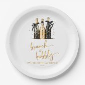 Brunch en Bubbly Champagne Verjaardag Brunch Party Papieren Bordje (Voorkant)