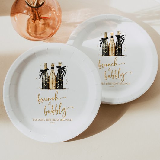 Brunch en Bubbly Champagne Verjaardag Brunch Party Papieren Bordje